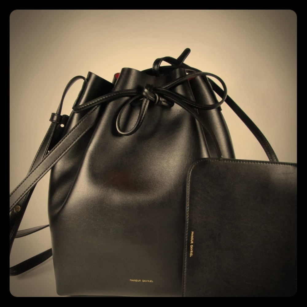MANSUR GAVRIEL Large Black + Red Bucket Bag $999